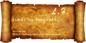 Lukács Henriett névjegykártya